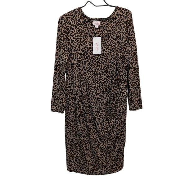 Isabel by Ingrid+Isabel Maternity Animal Print Long Sleeve Dress Size XL - Picture 1 of 5